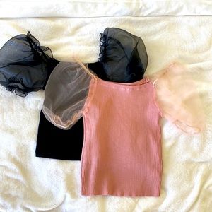 Set of 2 Shein puff sleeve tops.